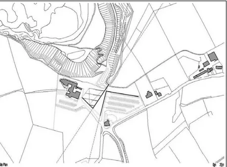 Fig. 50 : plan de situation du centre de visiteurs et des édifices préexistants sur le site 