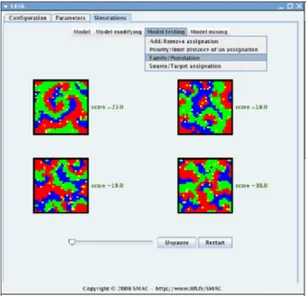 Figure 2.10 – Une vue du navigateur LEIA, avec ici quatre simulations lancées en parallèle
