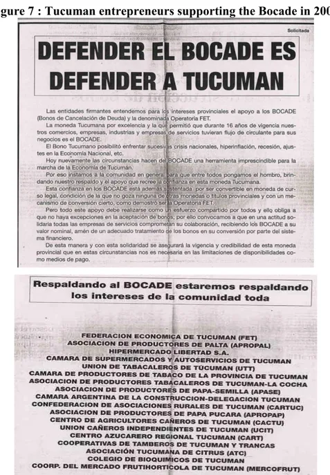 Figure 7 : Tucuman entrepreneurs supporting the Bocade in 2001. 