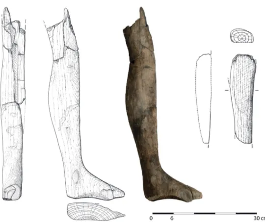 Fig. 6 - Ex-voto anatomiques de la zone de tourbes sud (Dessin : D. B audais , cliché : A