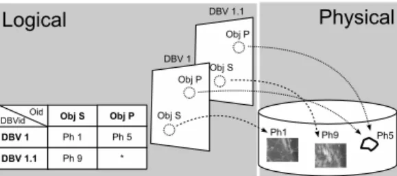 Figure 2. The relationship between DBVs, logical and physical identifiers.