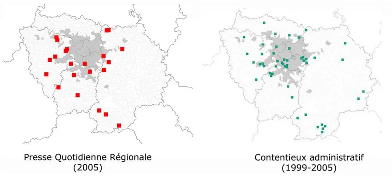 Figure 4. Conflits liés à l’urbanisme et à l’aménagement d’espaces ouverts recensés dans la Presse 