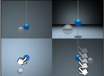 Figure 3.3 – Capture d’´ ecran de la technique MT-viewport . Le doigt de gauche est utilis´ e
