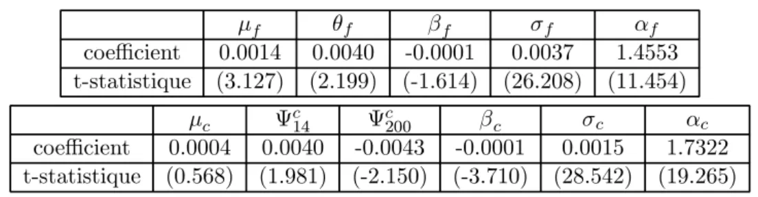Tableau 1 : Estimation du modèle de Vigfusson