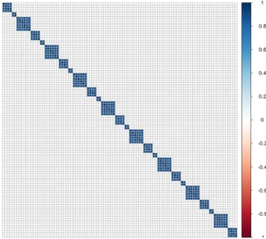 Figure 2: Exemple de matrice de variance Σ ρ utilis´ ee pour g´ en´ erer les