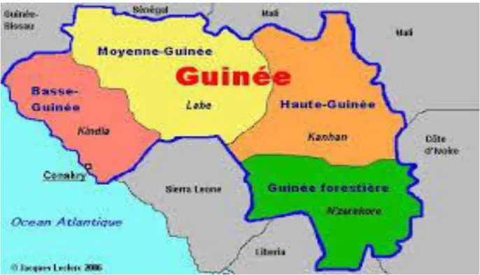 Figure 1 : Carte de la République de Guinée 