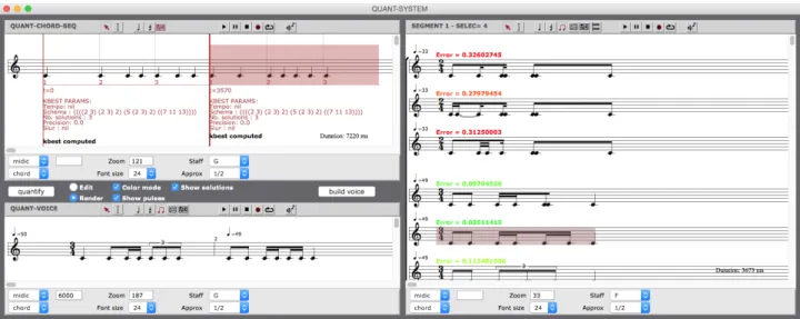 Figure 9. Interface utilisateur développée pour l’algorithme de quantification dans OpenMusic