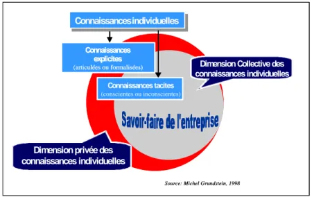 Figure 2 : Dimension privée et dimension collective des connaissances individuelles 