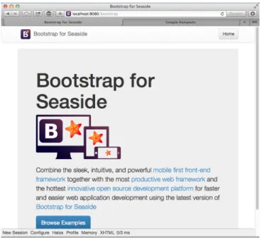 Figure 5-4 Explorer les exemples de la bibliothèques Seaside Bootstrap.
