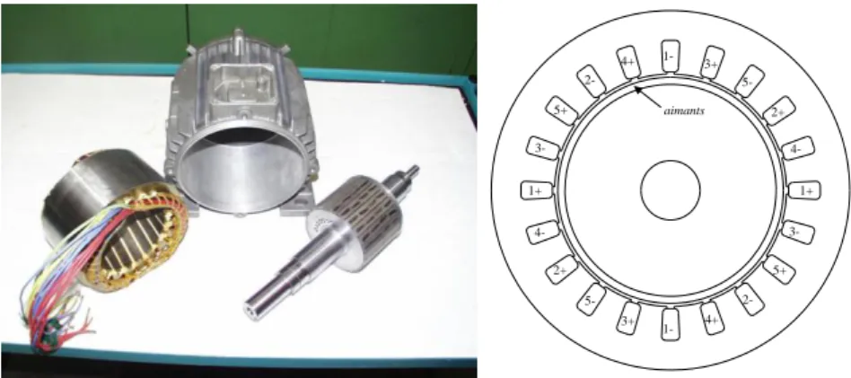 Figure 5.3. Vues de la machine démontée et en coupe 