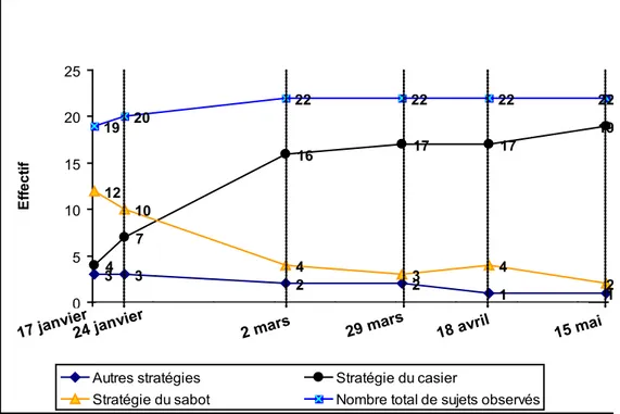 Figure 2 : Evolution des stratégies opératoires développées sur le site entre janvier et  juin 2007.