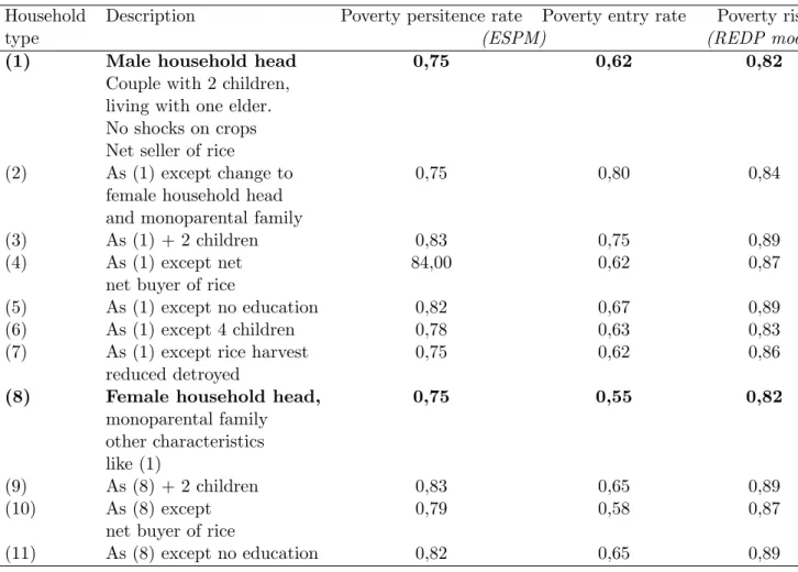Table 8: Predicted persistence and poverty entry rates and predicted poverty risk, ROR surveys 1999-2006