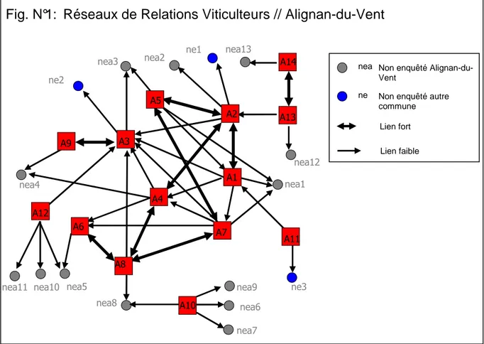 Fig. N°1: Réseaux de Relations Viticulteurs // Alignan-du-Vent 