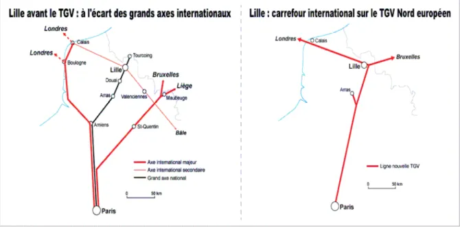 Figure 3 : La transformation des rentes de situation ferroviaire (capture) au profit de Lille (Ph.Menerault) 