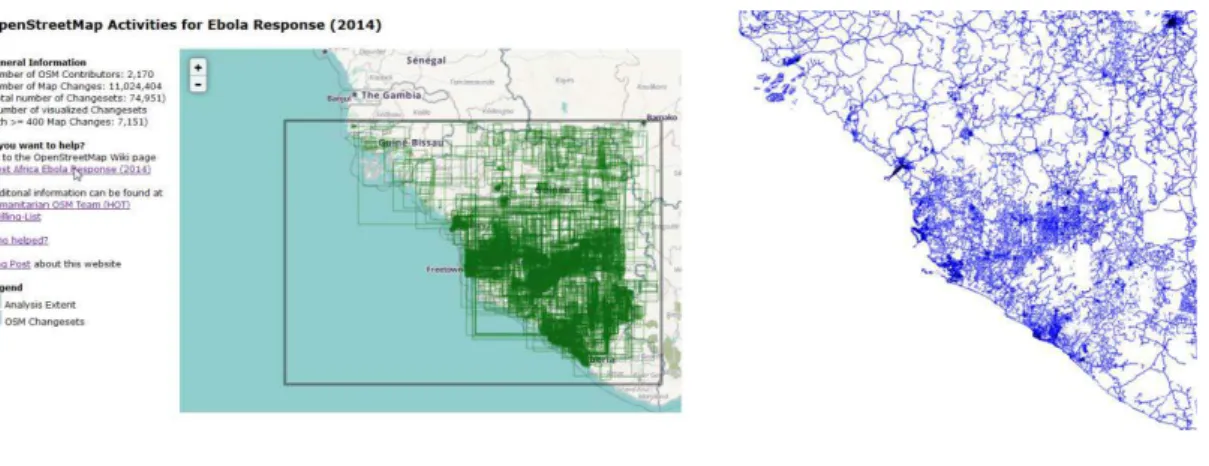 Fig. 5 and 6. Visualization of all that mapping work West Africa’s Ebola outbreak by Humanitarian  OpenStreetMap Team