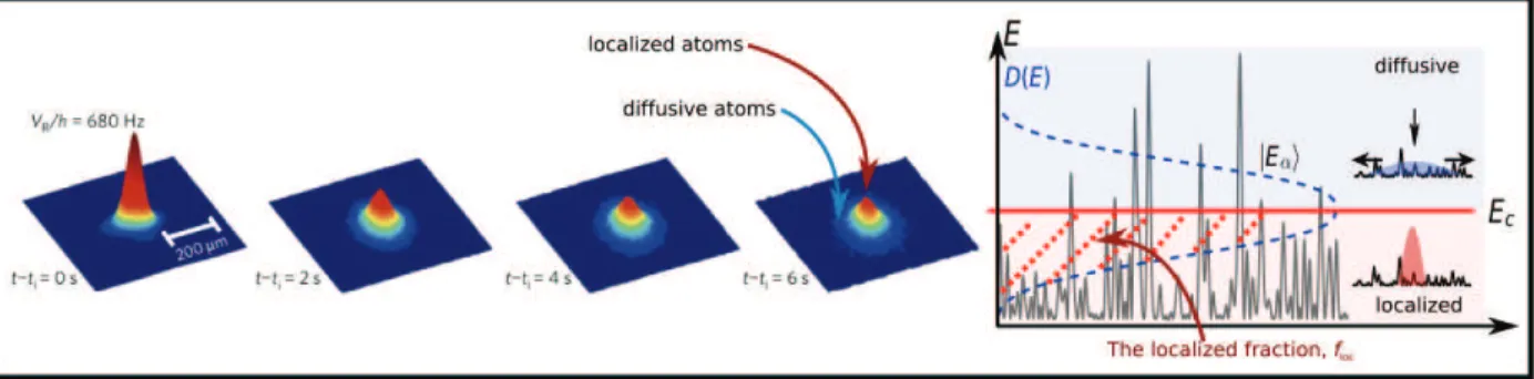 Figure 1.2: (Left) Observation of Anderson localization in three-dimensional system, taken from Ref
