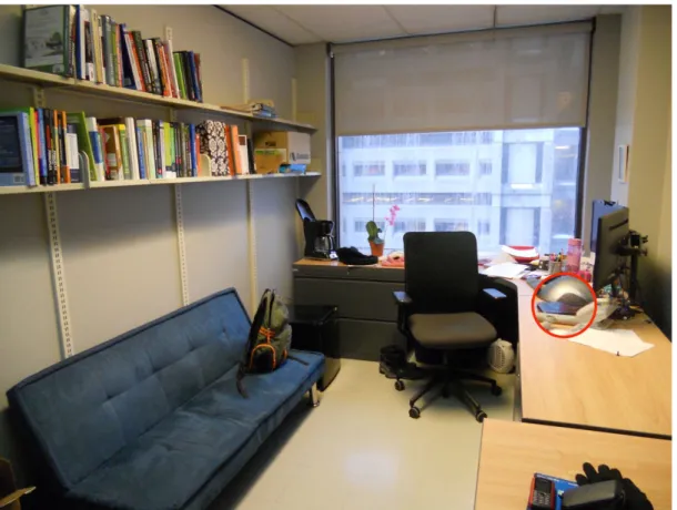 Figure	12	–	Office	of	interviewee	#21	with	mobile	magnified	(Author)	
