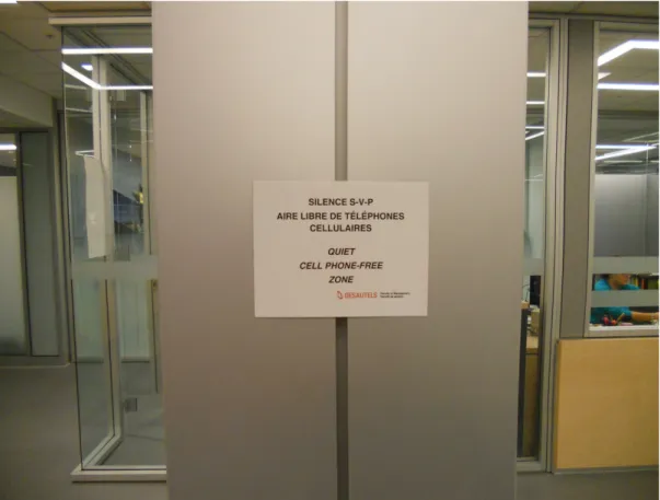 Figure	22	–	Sign	posted	in	reception	area	of	5th	floor	of	the	Bronfman	Building	at	McGill	(Author)	