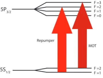 Figure 5.2: Excitation scheme for MOT: The trapping beams are excited on the D2 transition at 780 nm
