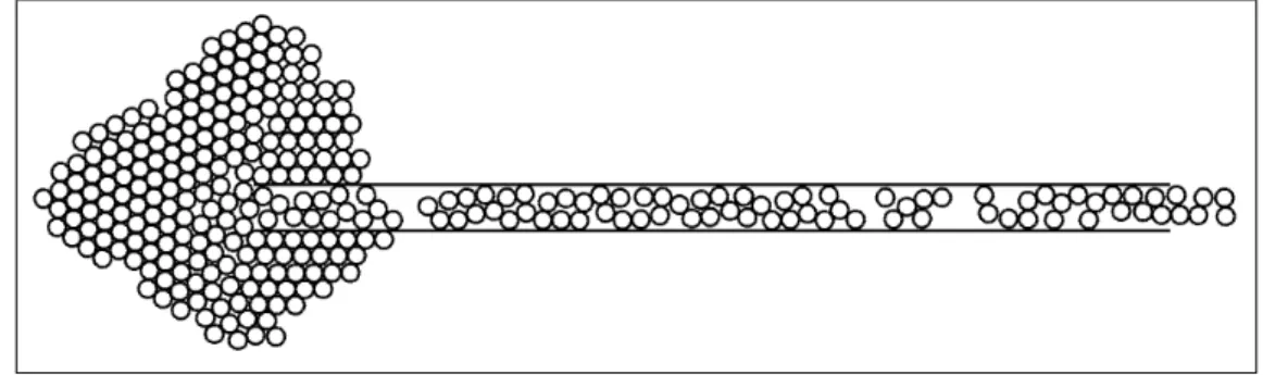 Figure 1.11  Exemple d'une simulation d'évacuation d'un métro par un escalator réalisée avec le modèle mathématique de Venel [10].