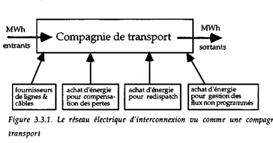 Figure 3.3.2. Le réseau électrique d'interconnexion vu comme une compagnie de  transport 