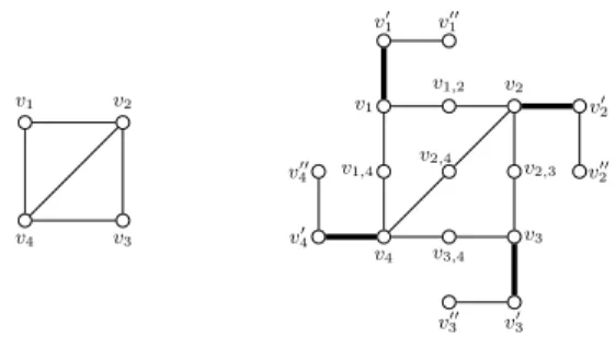 Fig. 4. On the left side, an instance of Max IS and on the right side, the corresponding instance of Max Ext EC