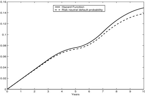 Figure 2.1: Graph of the implied hazard function t 7→ Γ mkt (t) and implied risk-neutral default