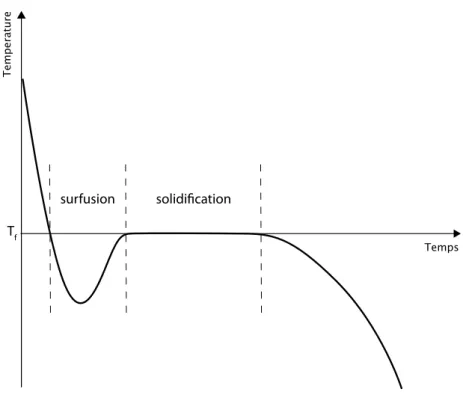 Figure 1.1 – Courbe typique de refroidissement d’un corps pur à taux constant d’extraction de la chaleur