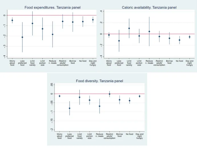 Figure 5: Correlation between scale scores and food security measures. Tanzania panel, control- control-ling for household and year fixed-effects.