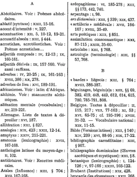 TABLE ANALYTIQUE DES MATIËRE S
