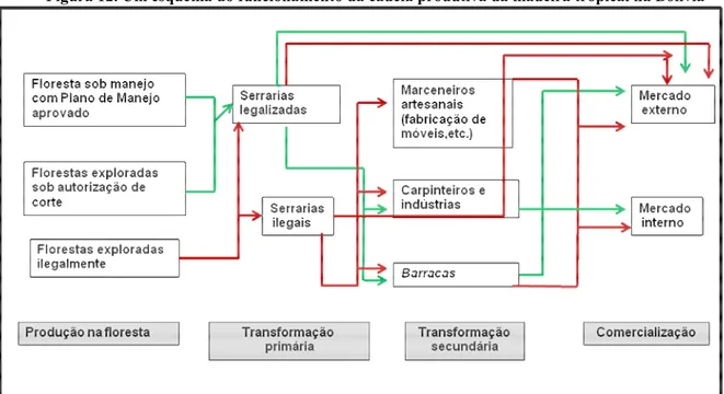 Figura 12. Um esquema do funcionamento da cadeia produtiva da madeira tropical na Bolívia 
