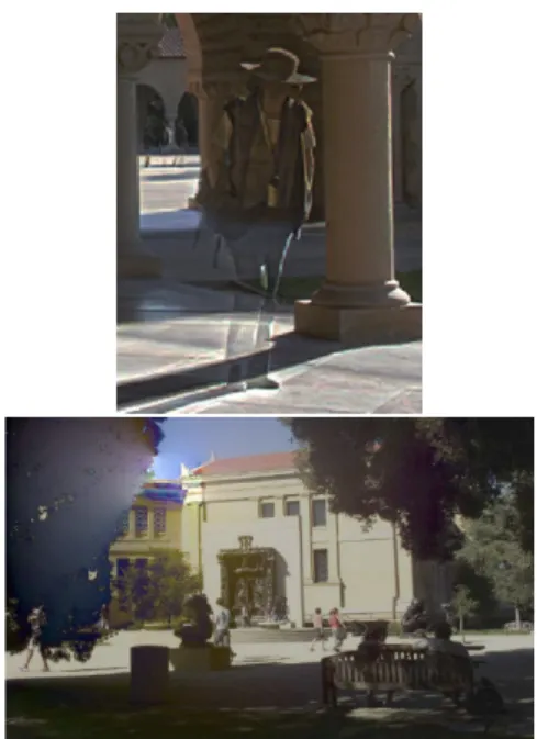 Figure 1: From top to bottom: an example of ghost and bleeding artifacts, respectively.