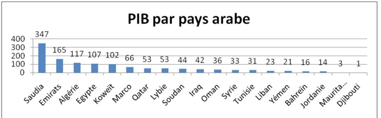 Figure 8 : Classification des pays arabes selon la composition de leur PIB