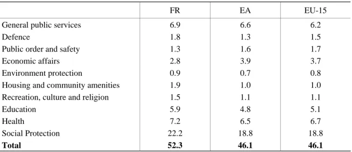 Table 8. Government expenditure by function in 2007 