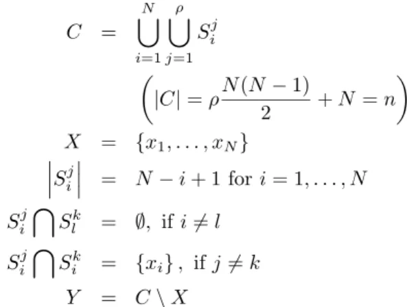 Figure 3: A counter-example for the case where the algorithm is allowed to take a constant number of sets containing a recently arrived element