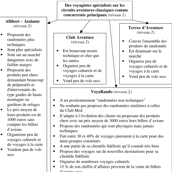 Graphique 1 : Perception concurrentielle proche du dirigeant de VoyaRando en avril 2002 