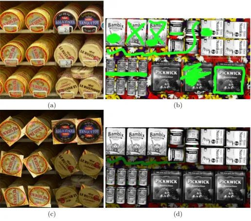 Fig. 2. (a) : A supermarket shelf image to analyze, using DB 440 . (b) : A test image