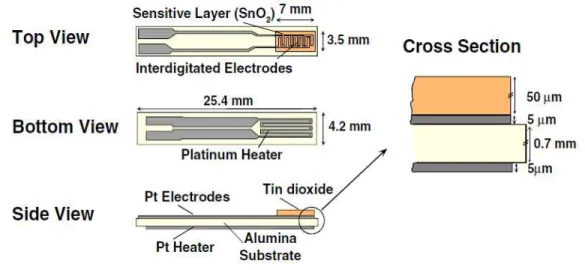 Figure  2.3 Typical Structure of a metal oxide gas sensor. Reproduced from [3]. 