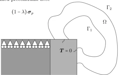 Figure 2.16 – Illustration de deux contours Γ 1 et Γ 2 entourant la singularité géométrique et prenant