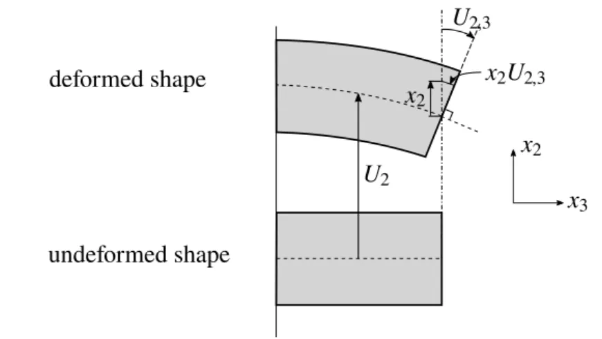 Figure 1.2 – Kinematics of the Euluer-Bernoulli model