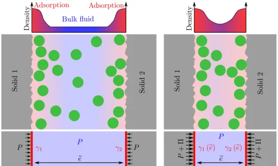 Figure 3.13. Sketch of the overlap of the inhomogeneous layer for thin film and of the disjoining pressure effect.