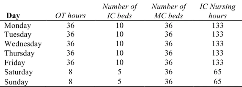 Table B2. Maximum capacity for each resource in each day 