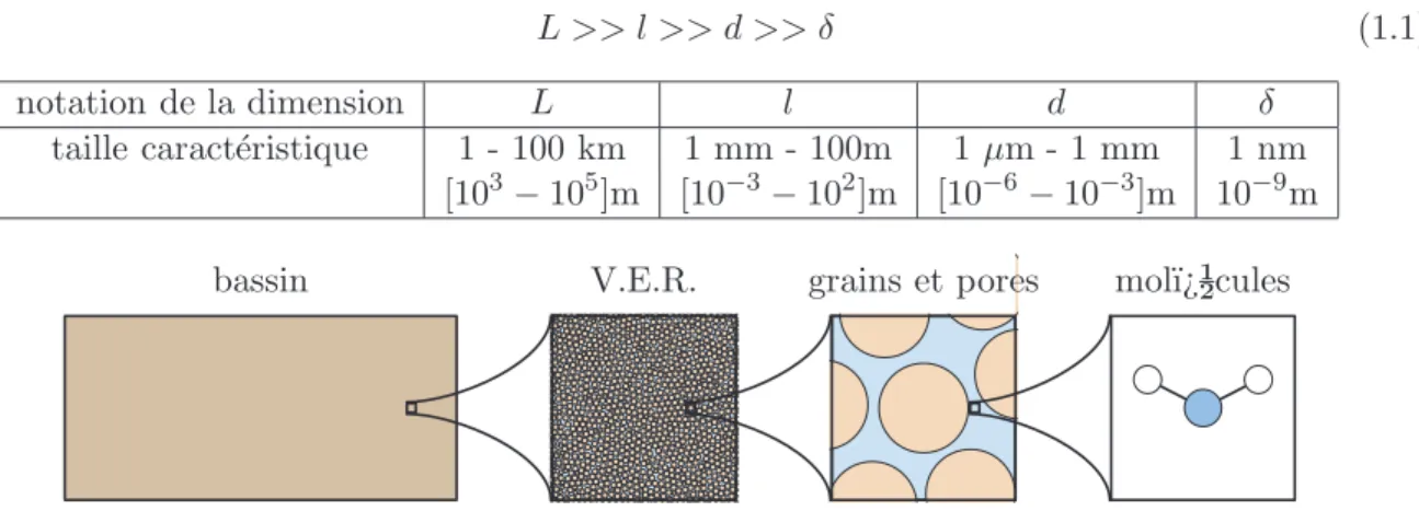 Figure 1.7 – Distinction des ´echelles d’´etude
