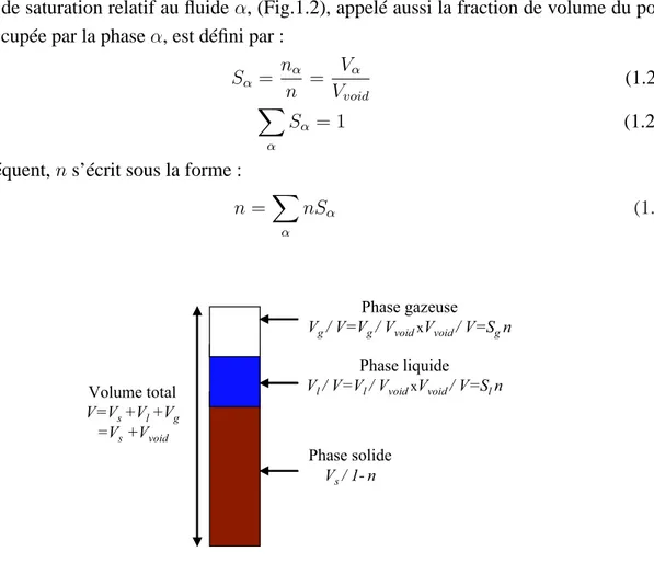 Figure 1.2 — Volume occupé par la phase α par unité de volume total