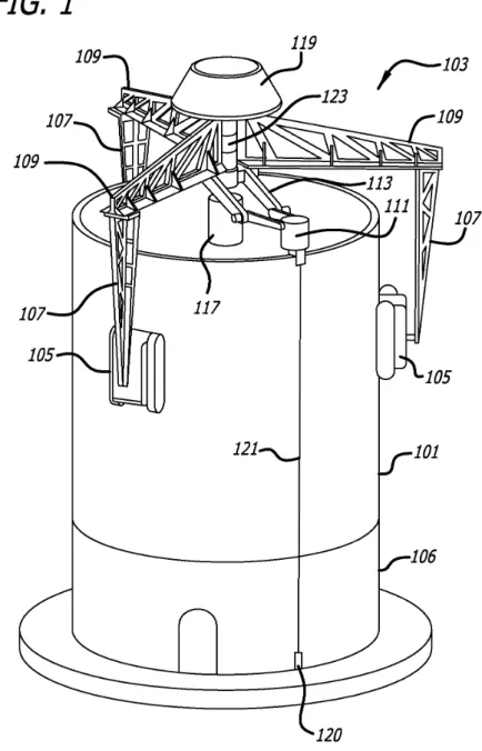 Figure 2.11: Building system for towers and columns with a polar extrusion process, published in [41]