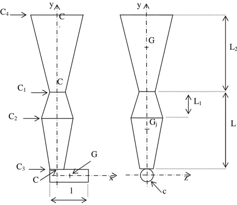 Figure 5 : Modèle volumique utilisé pour le calcul des paramètres d’inertie segmentaires 