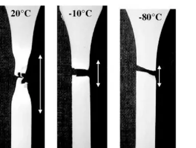 Figure 22 : Courbes de contrainte en fonction de la déformation d’éprouvettes en PVDF soumises à  une contrainte en traction [43] 