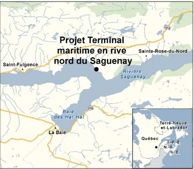 Figure 2.3 - Projet du terminal maritime en rive nord au Saguenay (tiré de : ACEE, 2018) 