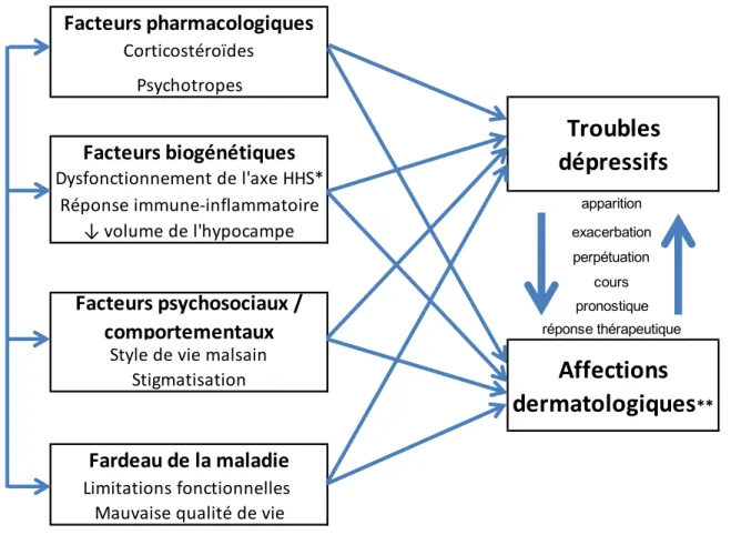 Figure  2.  Adaptation  des  modèles  de  Katon  (2003)  et  de  Ramasubbu  et  collaborateurs (2012a) sur l’interaction entre la dépression et les troubles médicaux 