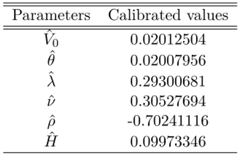 Table 4: Calibrated lifted Heston model parameters.